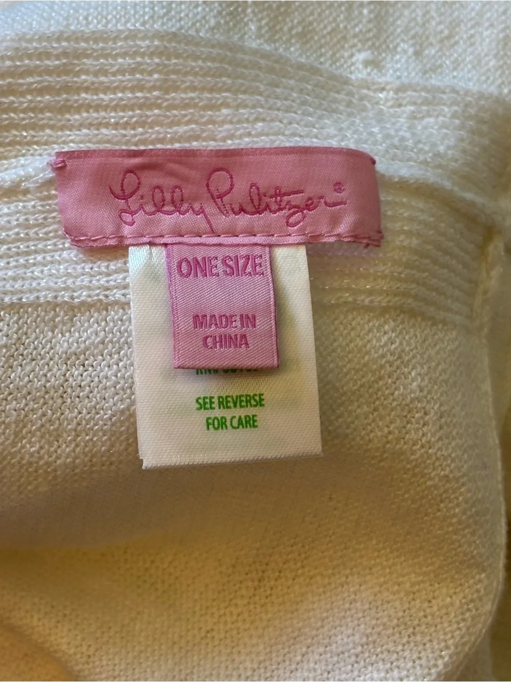 Lilly Pulitzer Bayshore Sweater Wrap Linen Blend Iridescent White Accessory